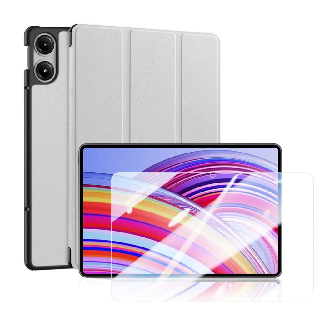 Capa Couro Sintético +Película vidro Para Redmi Pad Pro 12.1