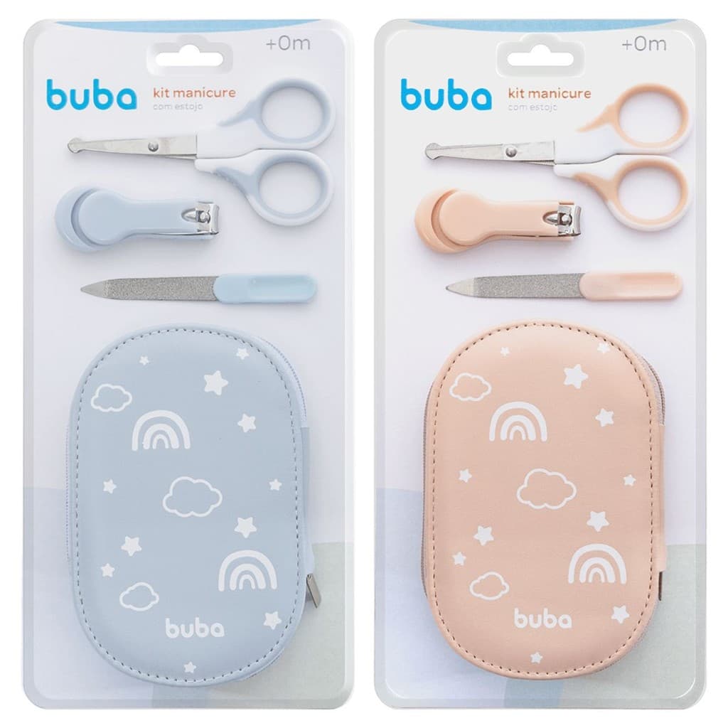 Kit Manicure com Estojo Buba Tesoura Cortador de Unha e Lixa