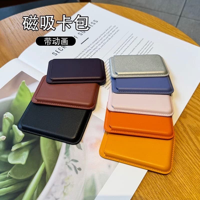 Capa De Couro Com LOGO MagSafe Para  iPhone 15/14/13/12 Pro Max/Mini Porta Cartão/Carteira Magnética Compartimentos