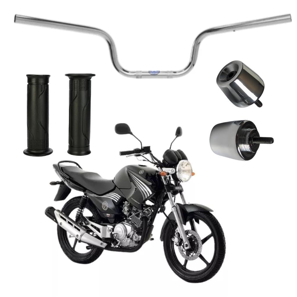 Guidão Ybr Com Pesinho Pcx e Par de Manoplas 125 2001 ate 2015 Factor Yamaha Peso Moto Acessório