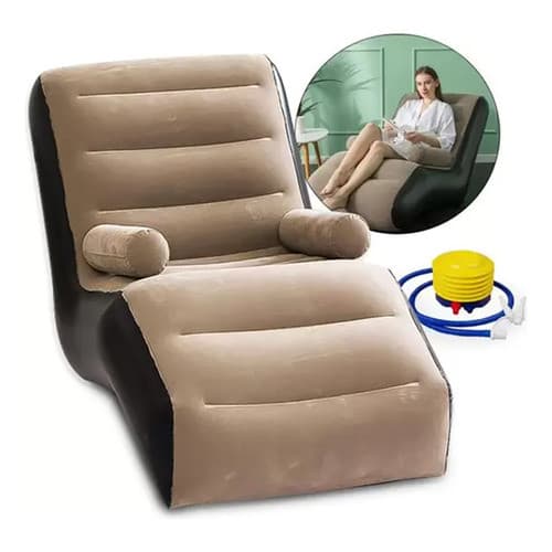 Sofá Inflável Portátil Com Braços Apoio Cama Espaçoso Movel Sala Conforto Descanso