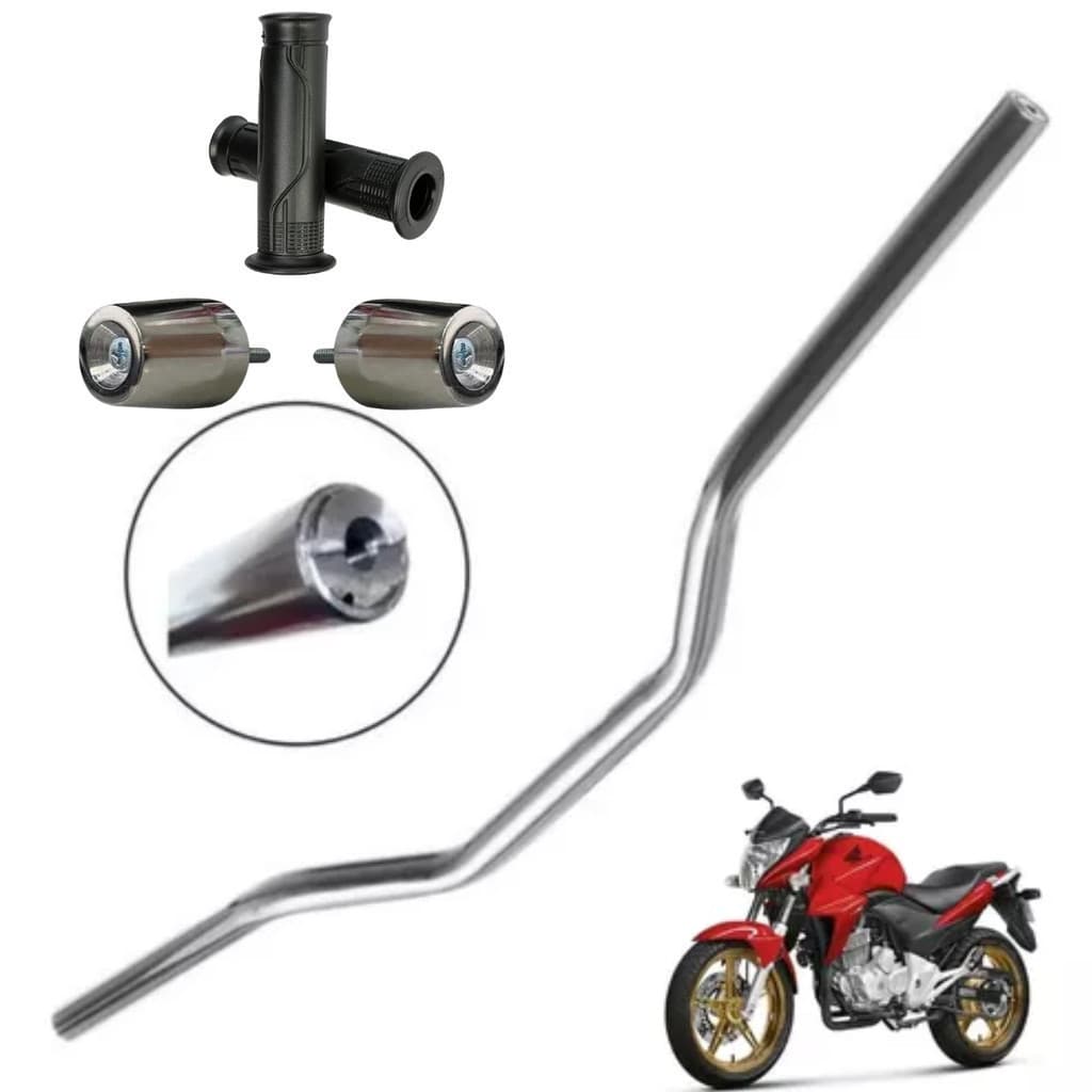 Kit Guidão C/ Pesinho e Manoplas Honda Cb Twister 2009 a 2015 / Cb 300 2004 a 2008 Cromado Moto