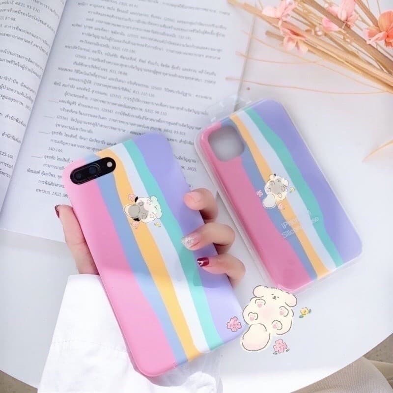 Capa arco iris e aquarela  Flexível De Silicone Anti-Outono Colorida Com Laço-Íris Para iphone 11 12 pro Max  11  X  Xr  Xs Max  7  8 Plus  6  6s Capinha Case