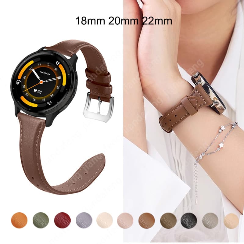 Pulseira De Substituição Couro Feminina Para Garmin Venu 4 3 45mm 3s 41mm Vivoactive 6 5 4 Forerunner 570