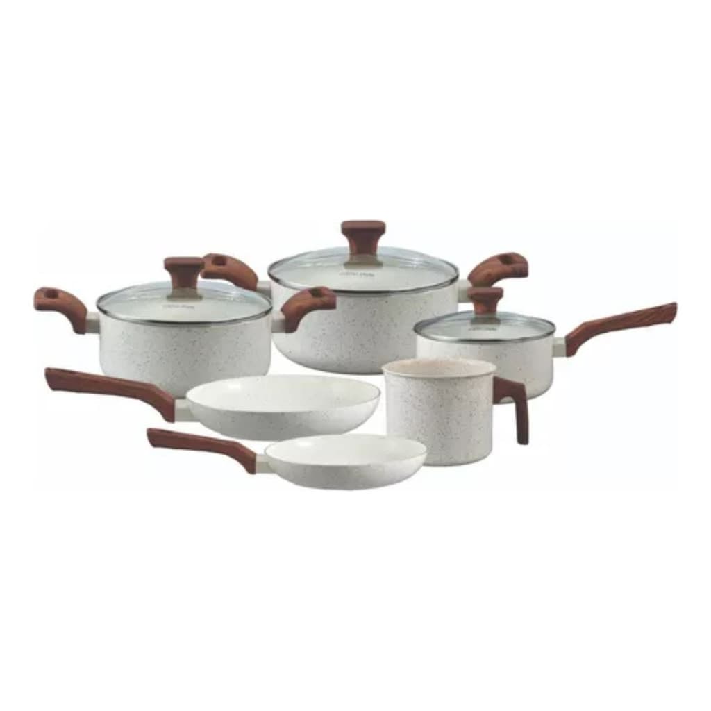 Mimo Style, Conjunto de 6 Panelas Pratic Cook Marmol Compatível com Fogão por Indução
