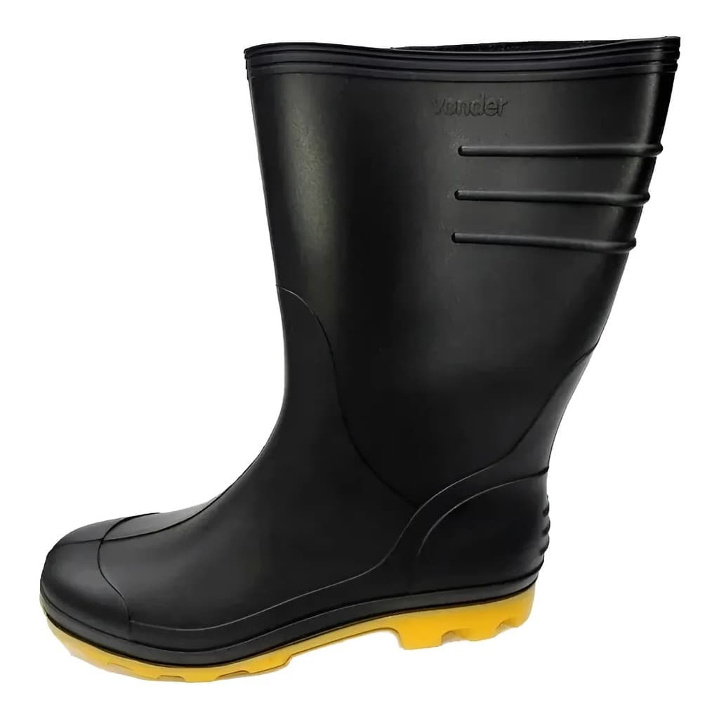 Bota de Pvc Vonder Grendene Cano Medio Com Forro e Solado Amarela CA 43107 Motoboy Motociclista Motoqueiro Chuva Galocha