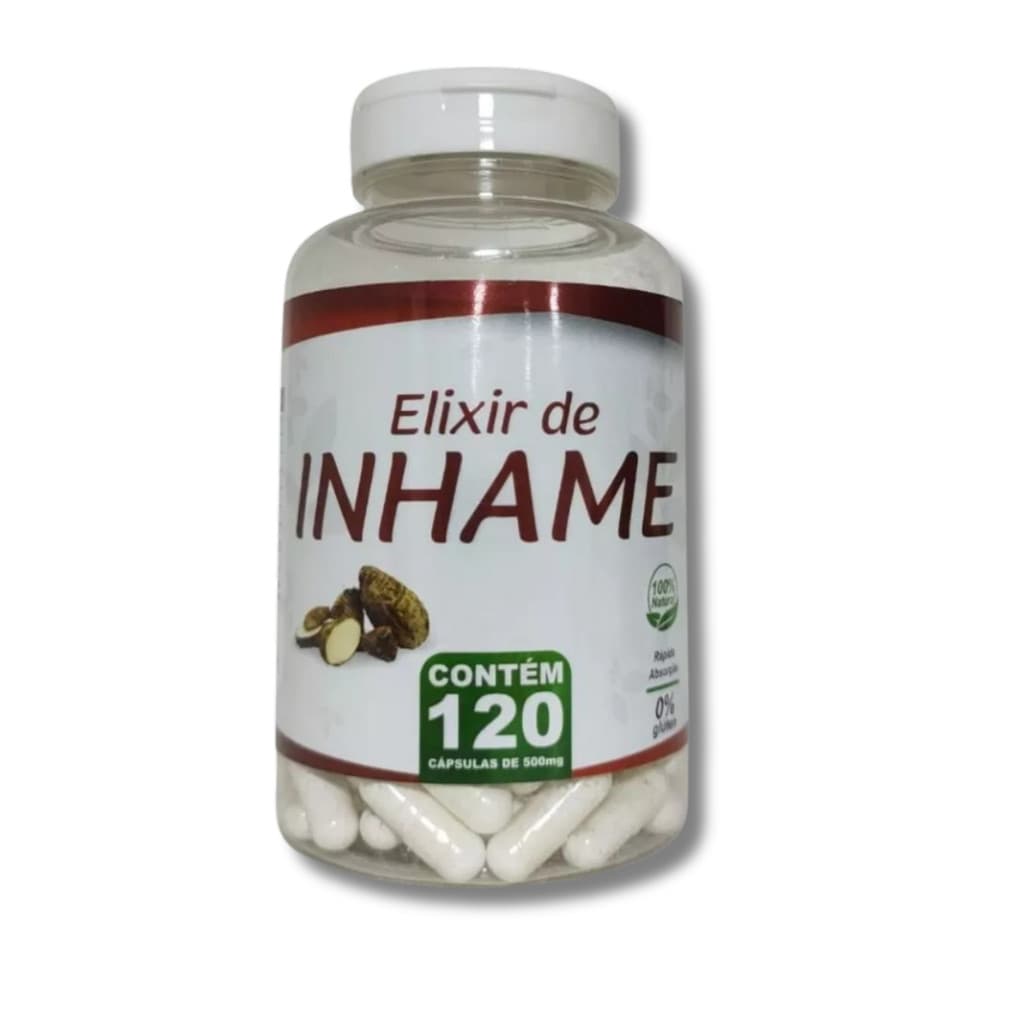 Elixir de Inhame - 100% natural -120 Cápsulas de 500 mg - Kit com 1,2 e 3 Potes NatuErvas