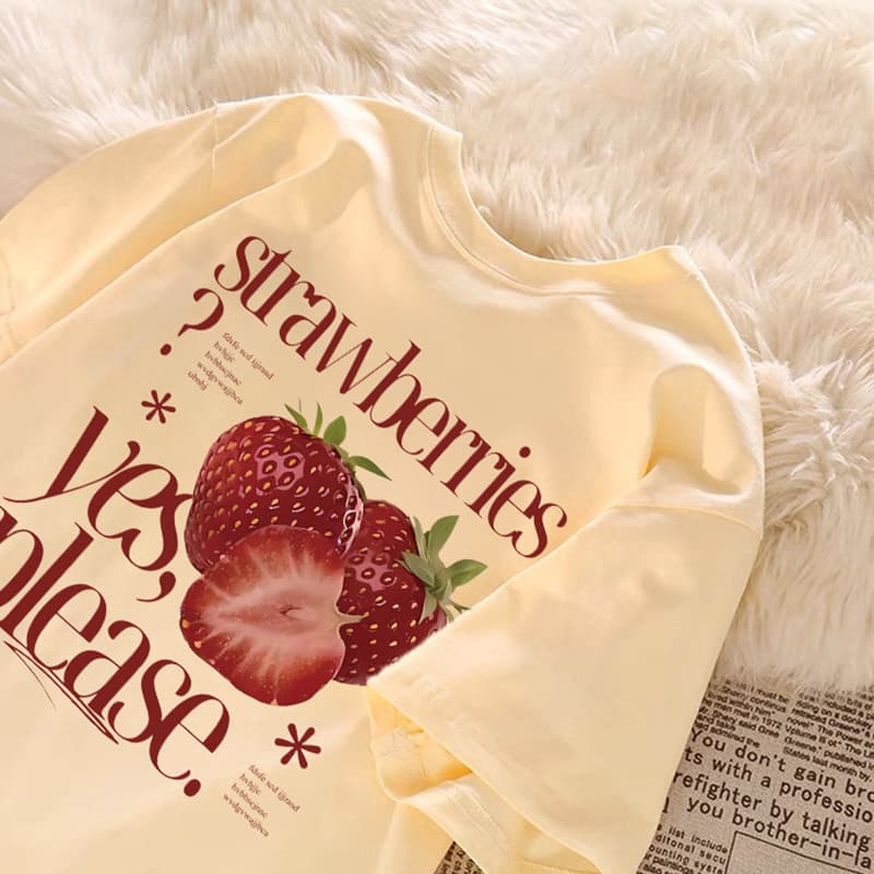 CAMISETA Entrega em 24 horas, Korean retrô Strawberry estampa camiseta estilosa plus size