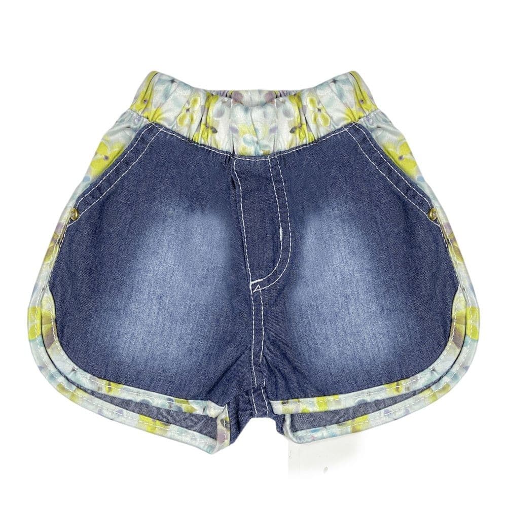 Shorts Bebê Look Jeans c/ Detalhe Jeans