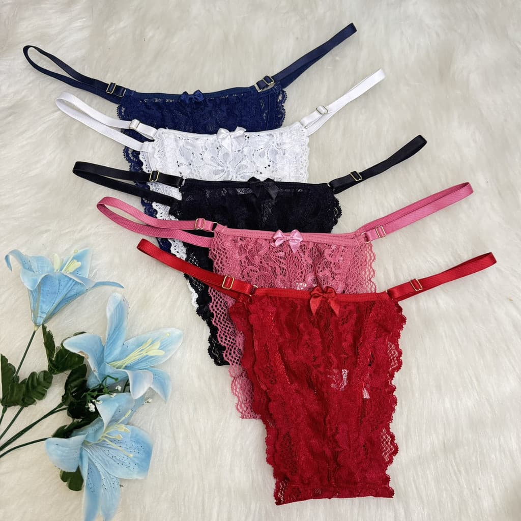 Kit Tangas String Renda Alça Regulável Calcinha Confortável