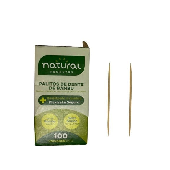 Palitos de Dente de Bambu Caixa com 100 unidades - Promoção Natural Produtos.