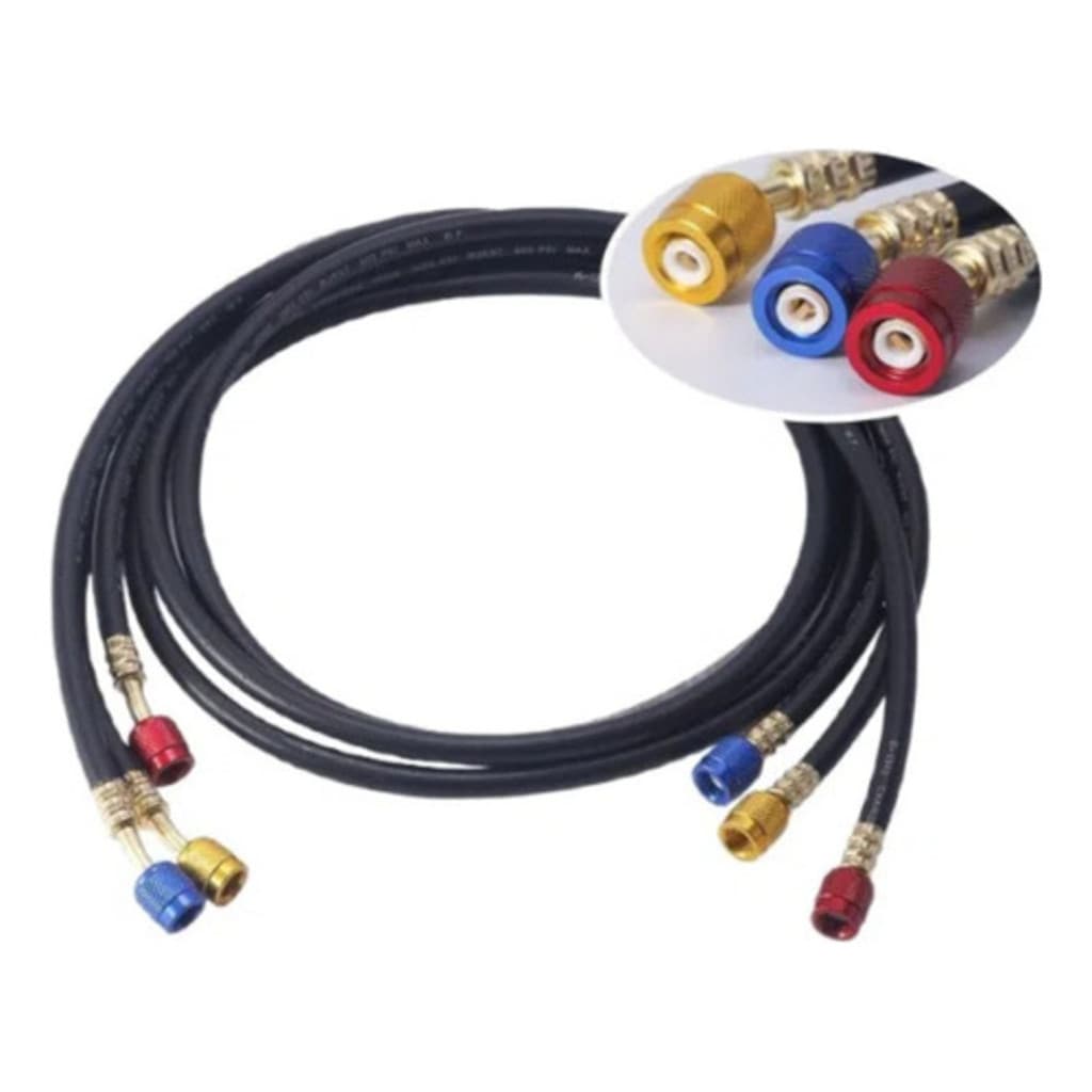 Kit 3 Peças Manifold Black 800/4000 PSI Mangueira 90cm Refrigeração Ar Condicionado Tubo