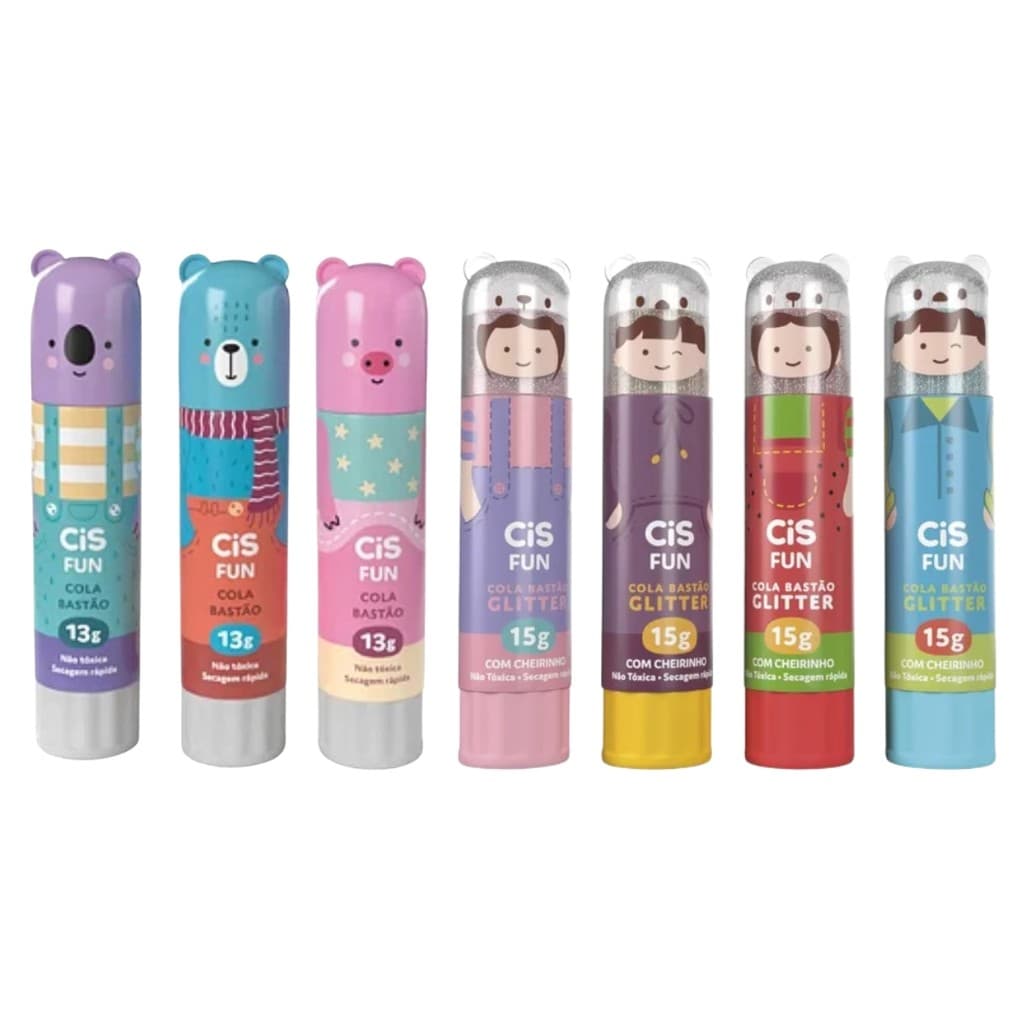 Cola Bastão Cis Fun Bichinhos Glitter com Cheirinho Perfumada Escolar