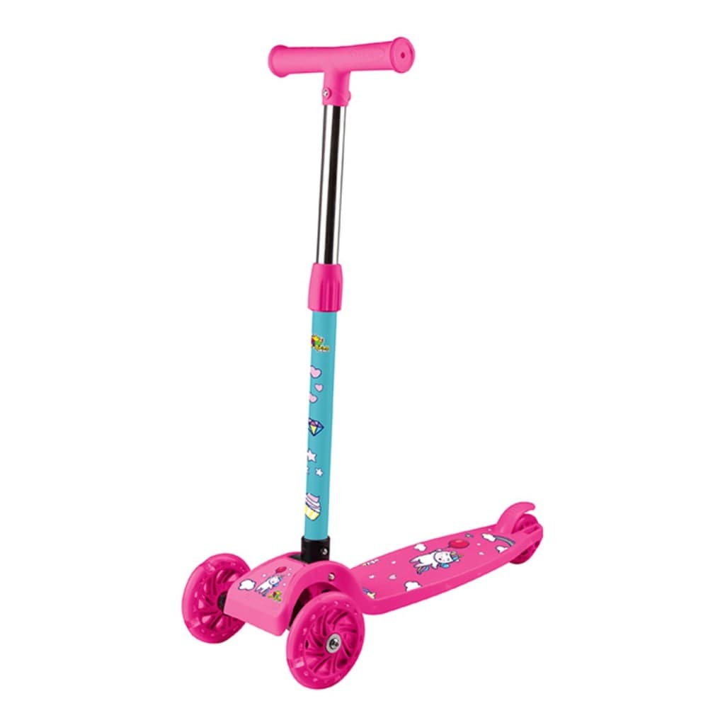 Patinete Infantil Unicórnio Rosa 3 Rodas Com Luzes Led 40Kg