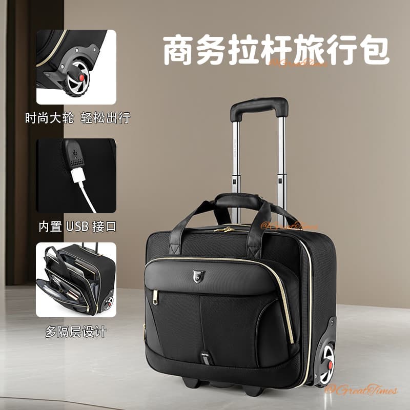 Nova Mala de Viagem Executive de Grande Capacidade, Oxford Impermeável com Rodas e Múltiplos Bolsos para Bagagem de Mão