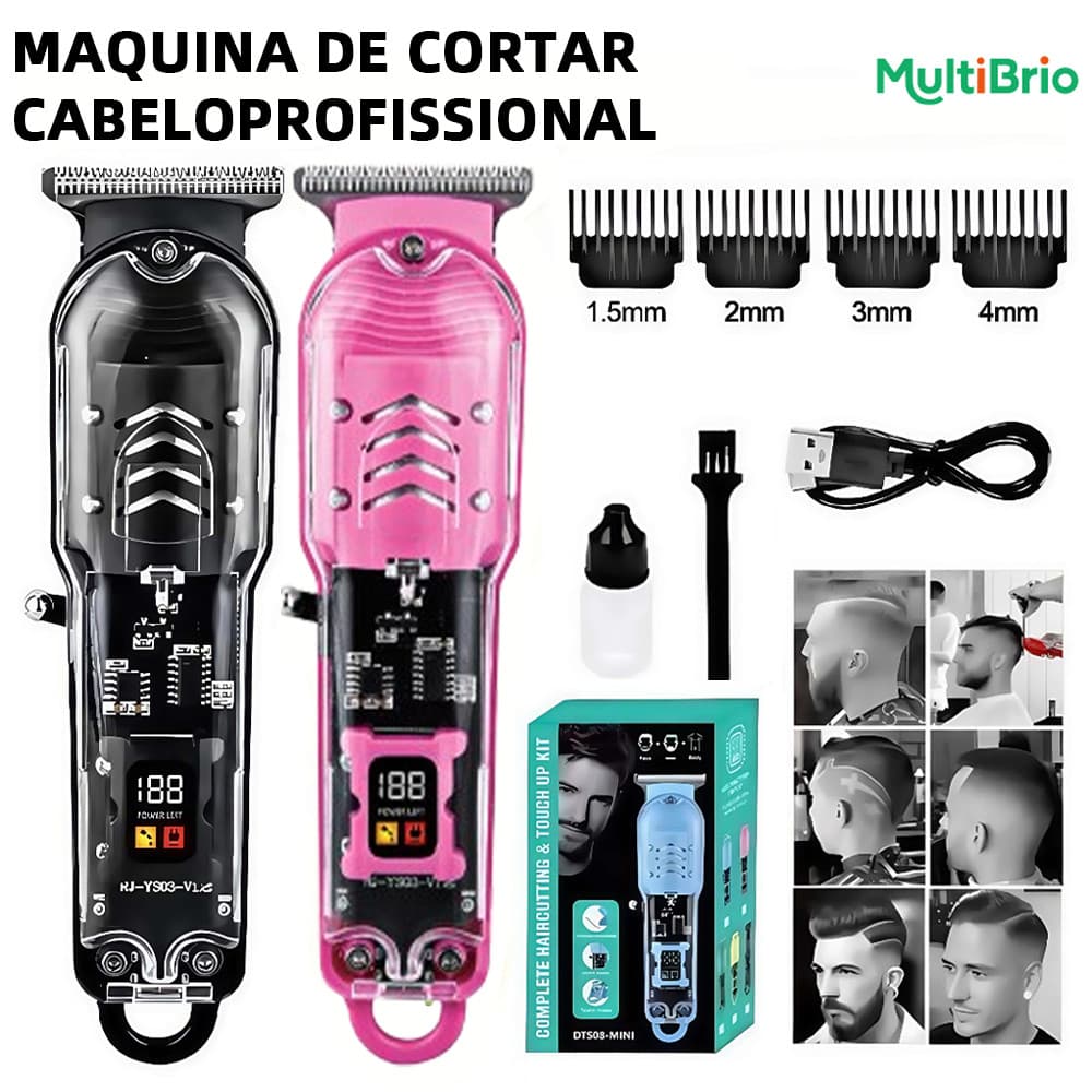 Barbeador profissional inteligente LCD transparente sem fio barbeador elétrico masculino
