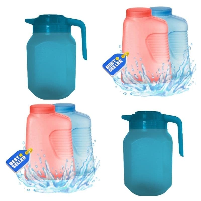 KIT COM 2 UTENSILIOS GARRAFA GELADEIRA 2 LITROS +JARRA COM TAMPA 2.5 LITROS