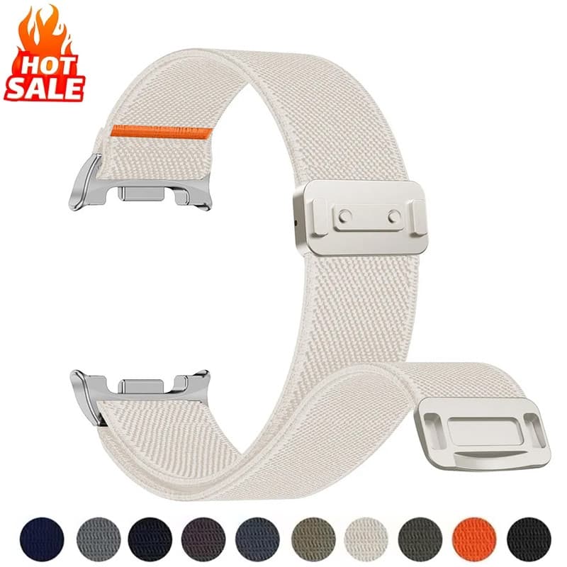 Pulseira De Nylon Fivela Magnética Compatível Com Samsung Galaxy watch 8 40mm 44mm/8 Clássica 46MM