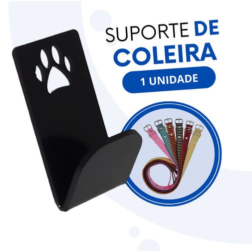 Suporte Para Coleira de Parede - Guia Pet Em Acrilico - Cães, Gato, Estimação