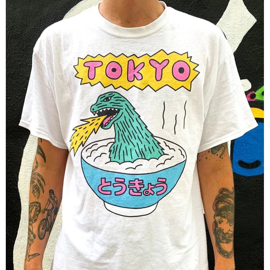 Camiseta Retro Grunge Anos 90 Godzilla Tokyo Arte Grunge, camisa oriental plus size