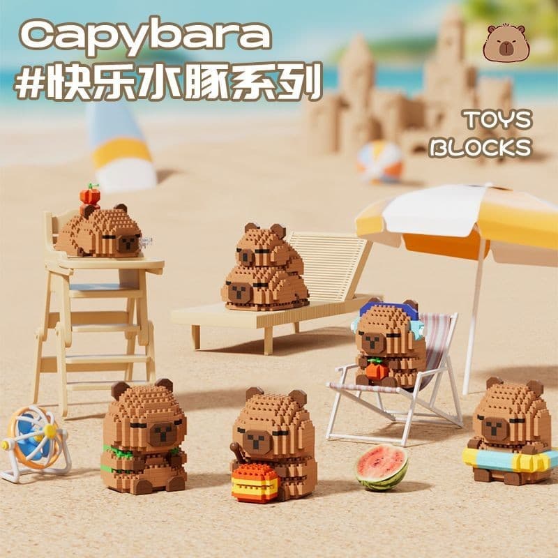 Compatível com LEGO — brinquedo educativo de capivara em mini blocos fofo para montar  Presente