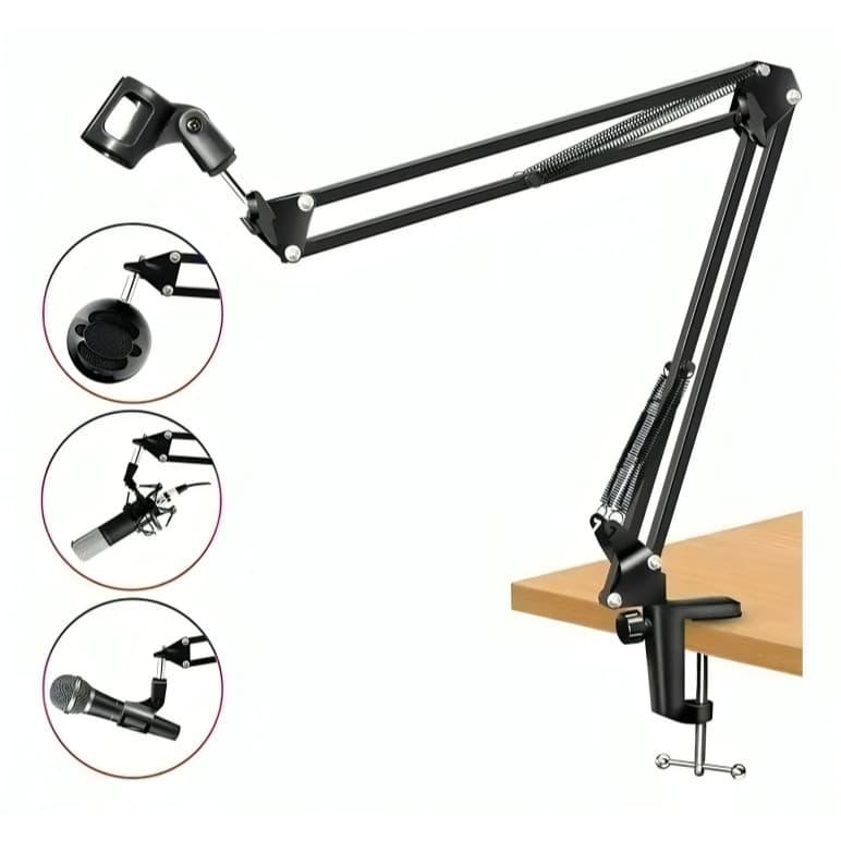 Suporte Microfone P/gravação Áudio Som Suporte Articulado Microfone Condensador Base Para Microfone