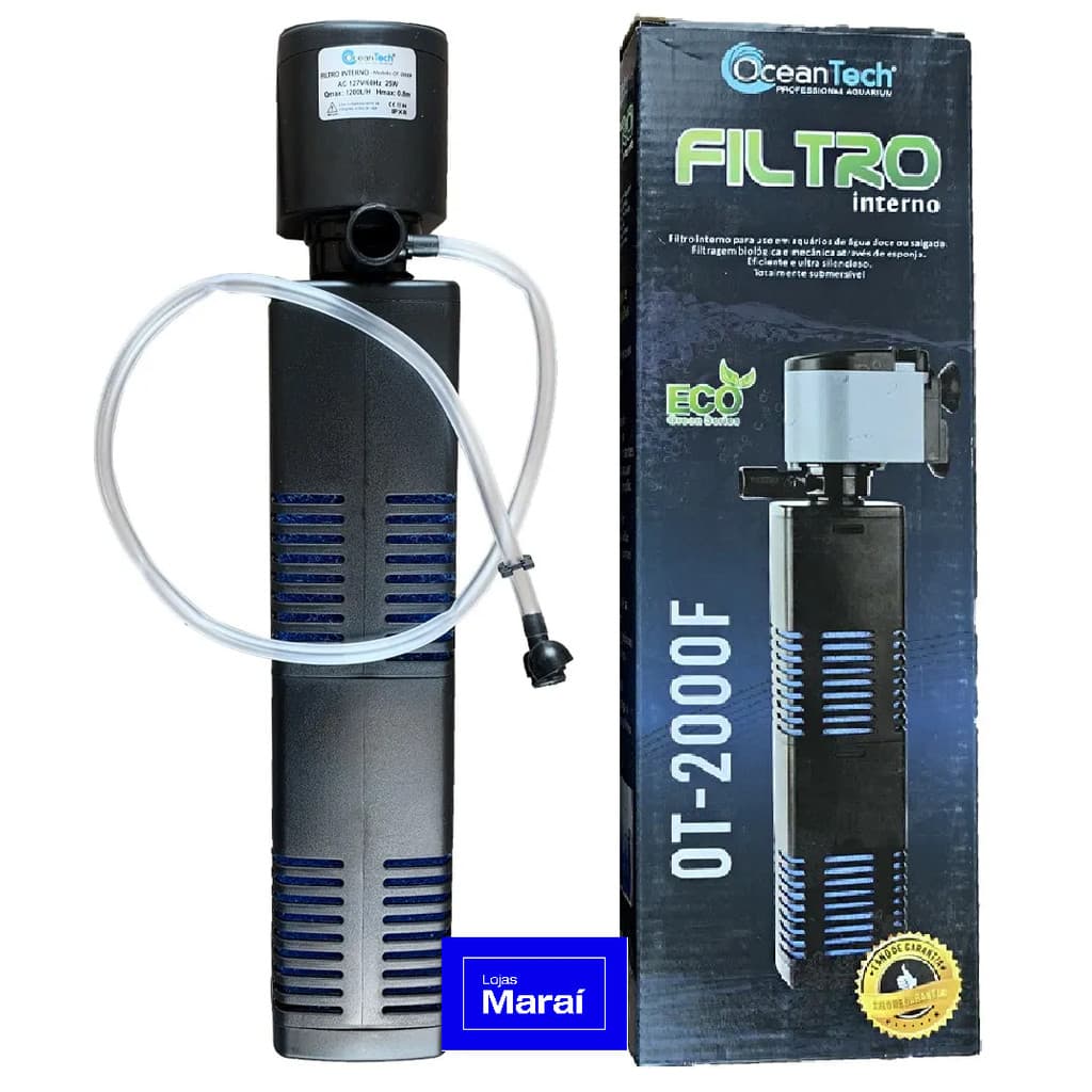 Filtro Interno Aquário OceanTech OT-2000F 1200L/h Para Aquários de 100 a 150 Litros