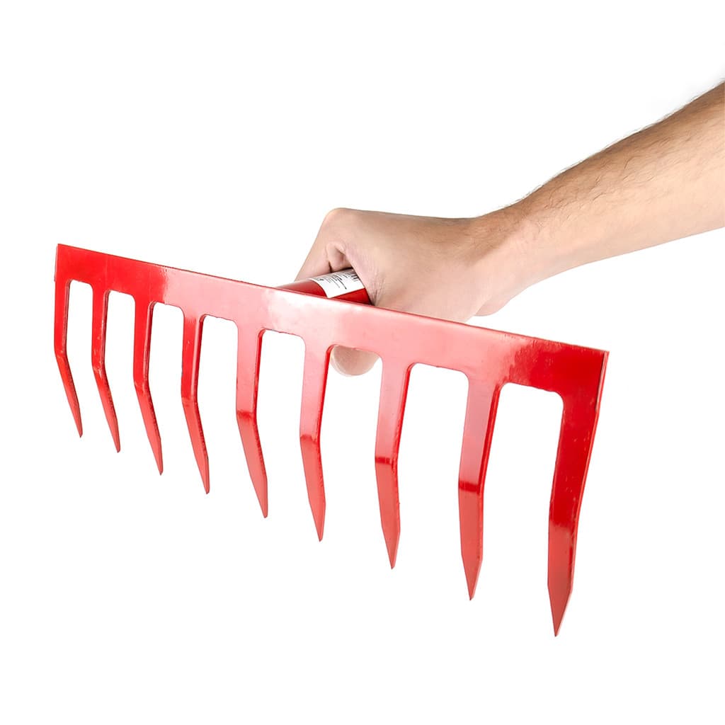 Ancinho Rastelo Jardinagem 9 Dentes Longos De Ferro 35cm