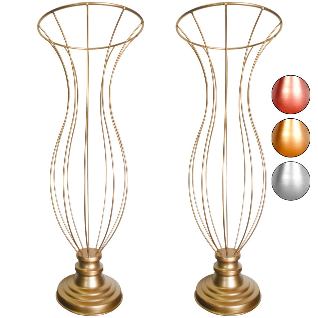 2 Vaso Dourado Armação Aramado Para Pedrarias Kit Decoração Luxo Festa e Casamento