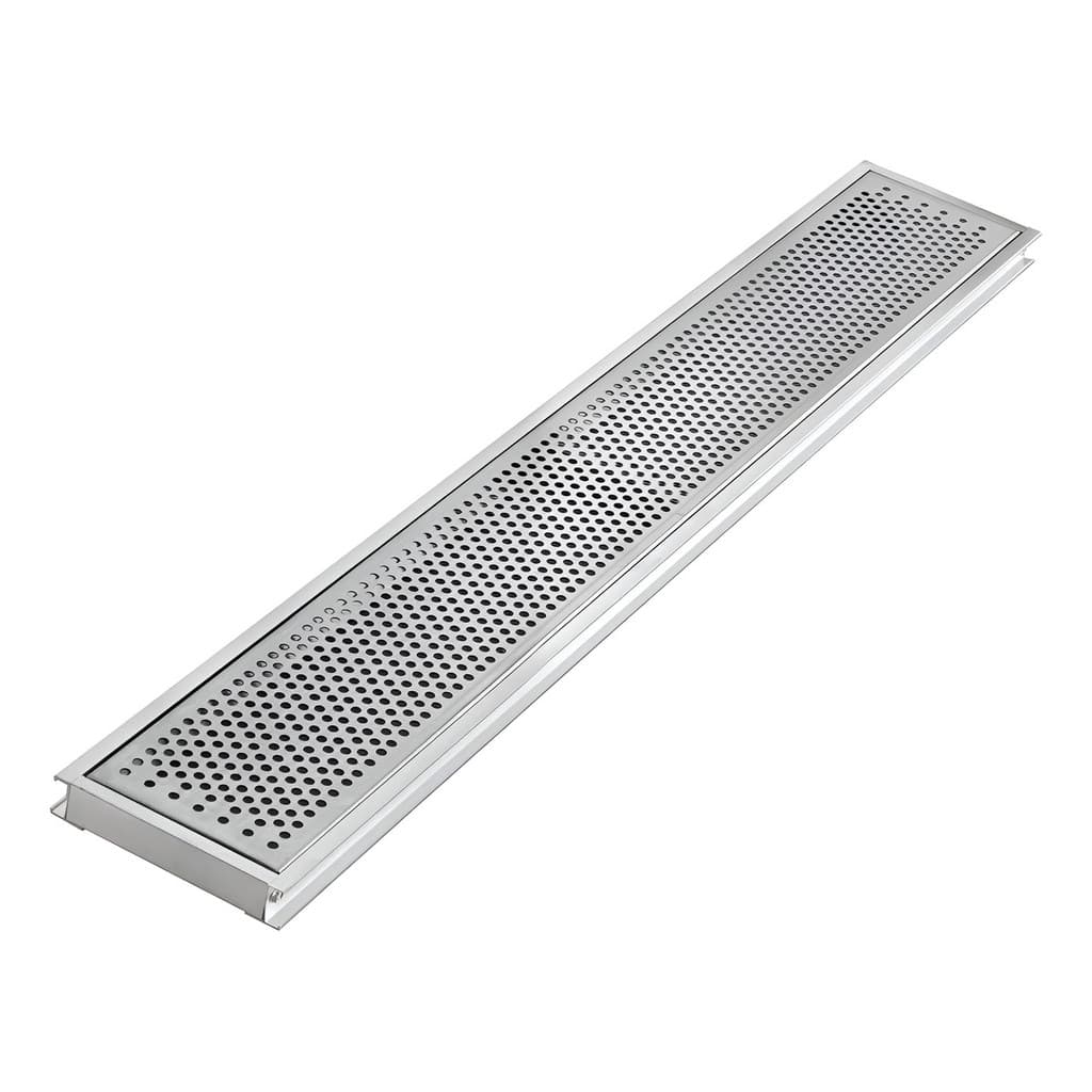 Ralo Linear Grelha Inox Perfurada 7,5x100cm para Quintal Área Externa Varanda Banheiro Agua Pluvial