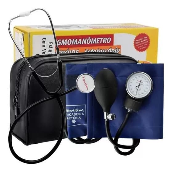 Estetoscopio com Esfigmomanômetro Premium Medidor de Pressão Manual Aneróide Analógico