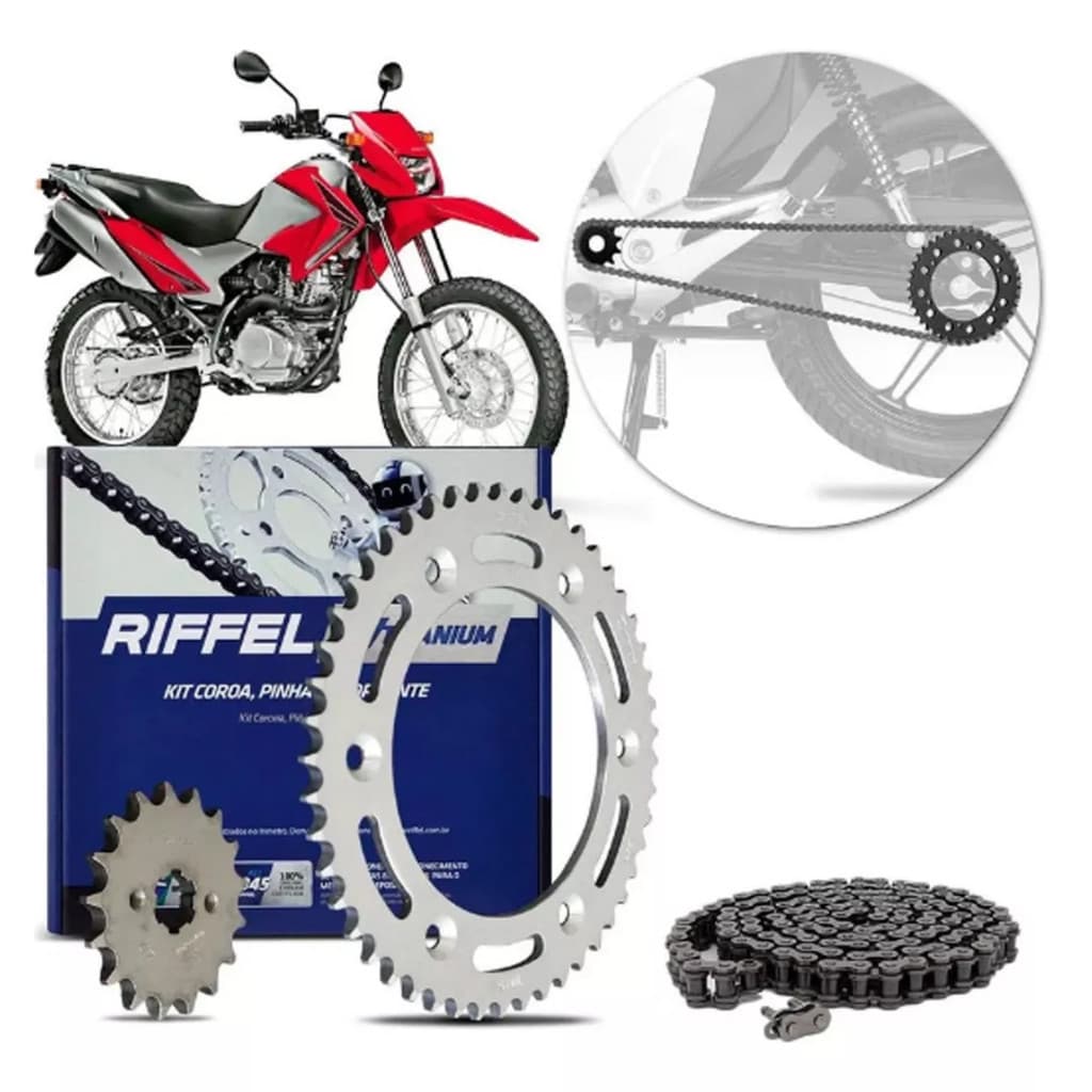 Kit Relação transmissão Moto Bros 150 2006 Até 2015 Honda Aço 1045 Riffel mais Vendido