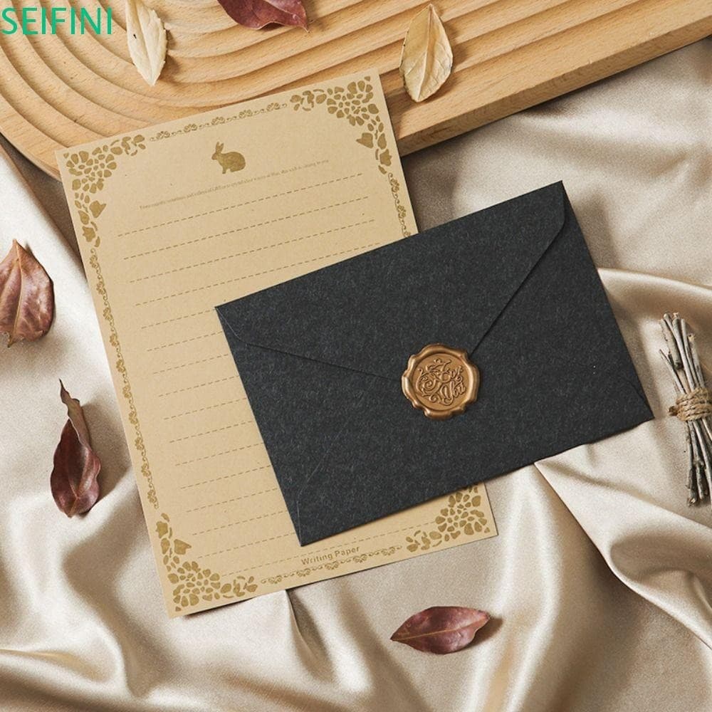 SEIFINI 10 Peças Conjunto De Papel De Carta De Decoração , Envelopes Vintage De Envelope De Pele De Carneiro , Arte De N