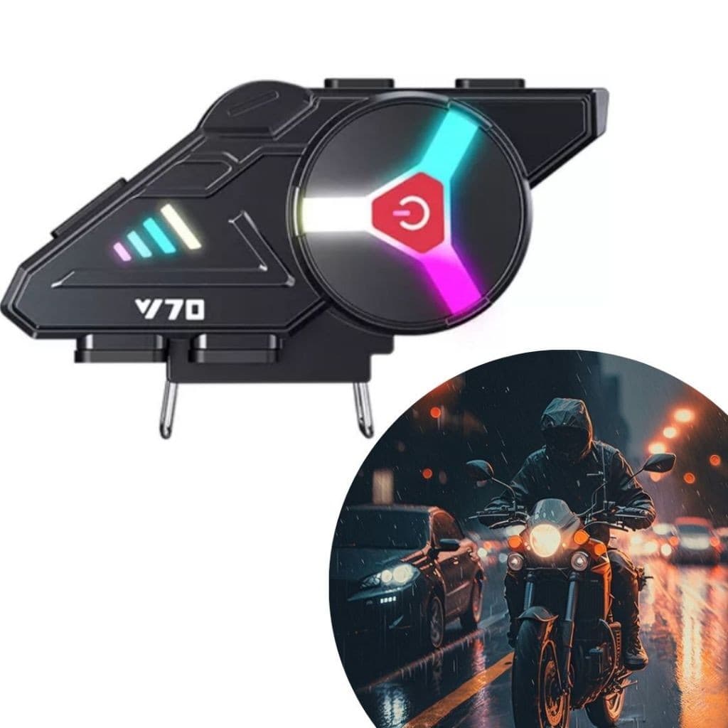 Fone De Ouvido Bluetooth Para Moto Capacete Led Resistente Agua Com Microfone Chamada Y70