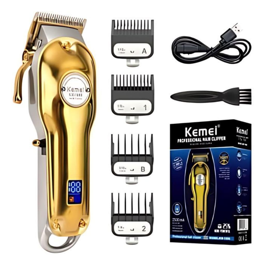 KEMEI-Ferro Elétrico Sem Fio Dourado Original Para Homens E Mulheres , KM-1986 , Profissional