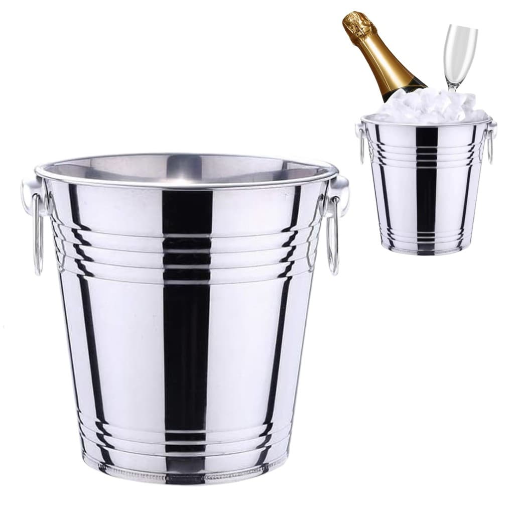 Balde de Gelo Aço Inox Para Champagne e Bebidas 4 Litros
