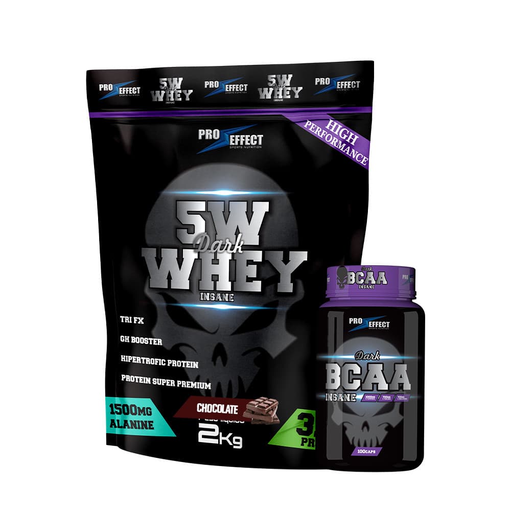 Kit Whey Protein Dark Insane 2Kg + Bcaa 100 caps - Pro Effect