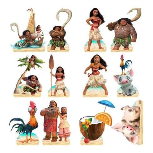 Moana - 10 Displays De Festa De 30cm Totens