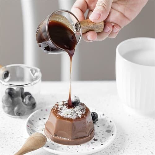 Copo Vidro Medidor De Café Expresso Alça De Madeira Barista Cor Transparente