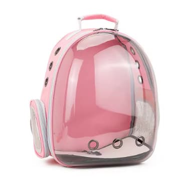 Mochila de transporte respirável e com visão transparente para cachorro ou gato ROSA