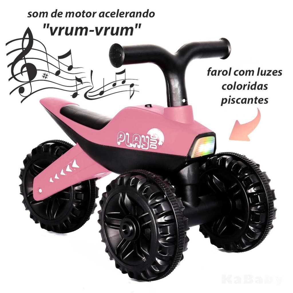Moto De Equilíbrio Triciclo Infantil Luz Som 3 Rodas Kababy