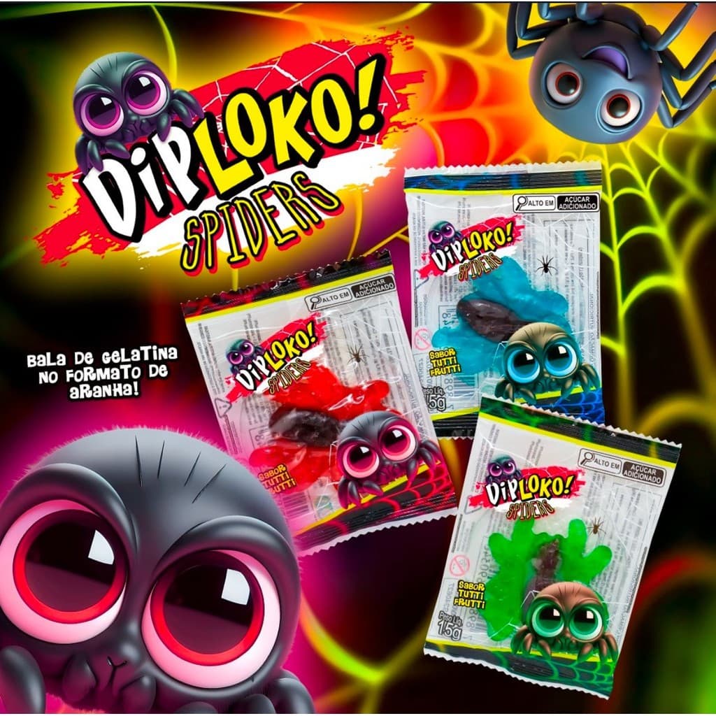 Bala De Gelatina Dip loko Spider Display com 24x15g