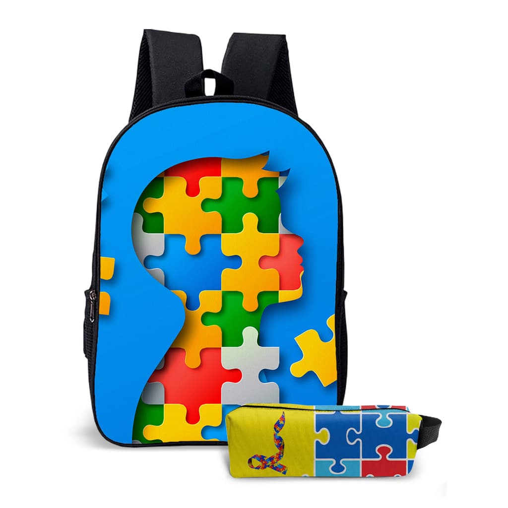 Kit Mochila Escolar Autismo Amor E Compreensão Com Estojo Volta Às Aulas ou Peças Avulsas