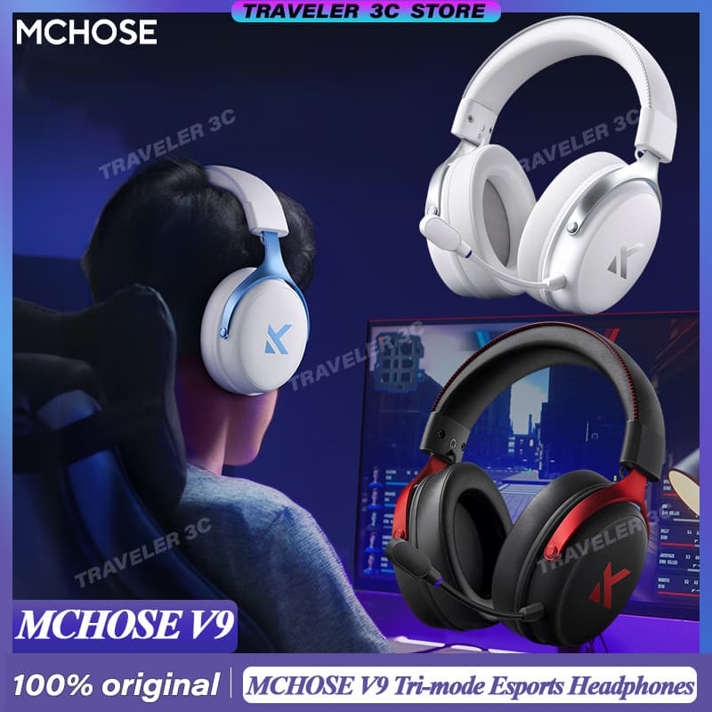 Original MCHOSE V9 Pro Personalizado Gaming Headset Tri-mode Esports Fones De Ouvido Hi-res Música Redução De Ruído Ativ