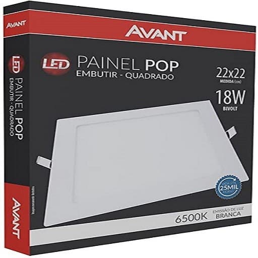 Luminaria Embutir Quadrada Led 18w 6500k - Avant