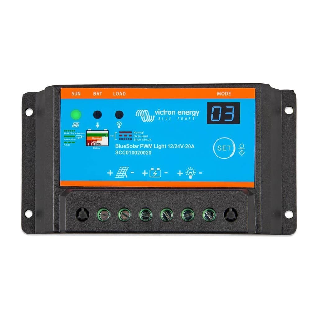 Controlador de Carga Victron 20A PWM 12/24V Off-Grid para Energia Solar