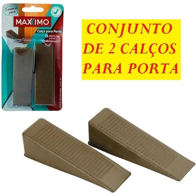 Conjunto 2 Calço Para Porta PVC Trava Protetor Marrom Prático E Útil