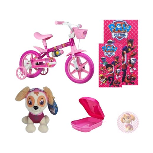 Bicicleta Skye Patrulha Canina Aro 12 - 5 itens