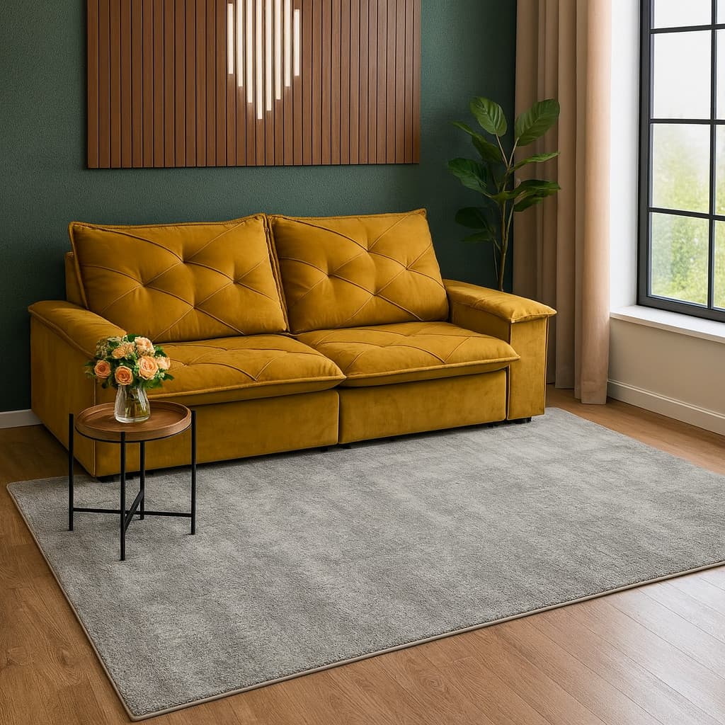 Tapete luxo Cinza pelo macio 2,00 x 3,00 Antiderrapante Sala Home Dallas