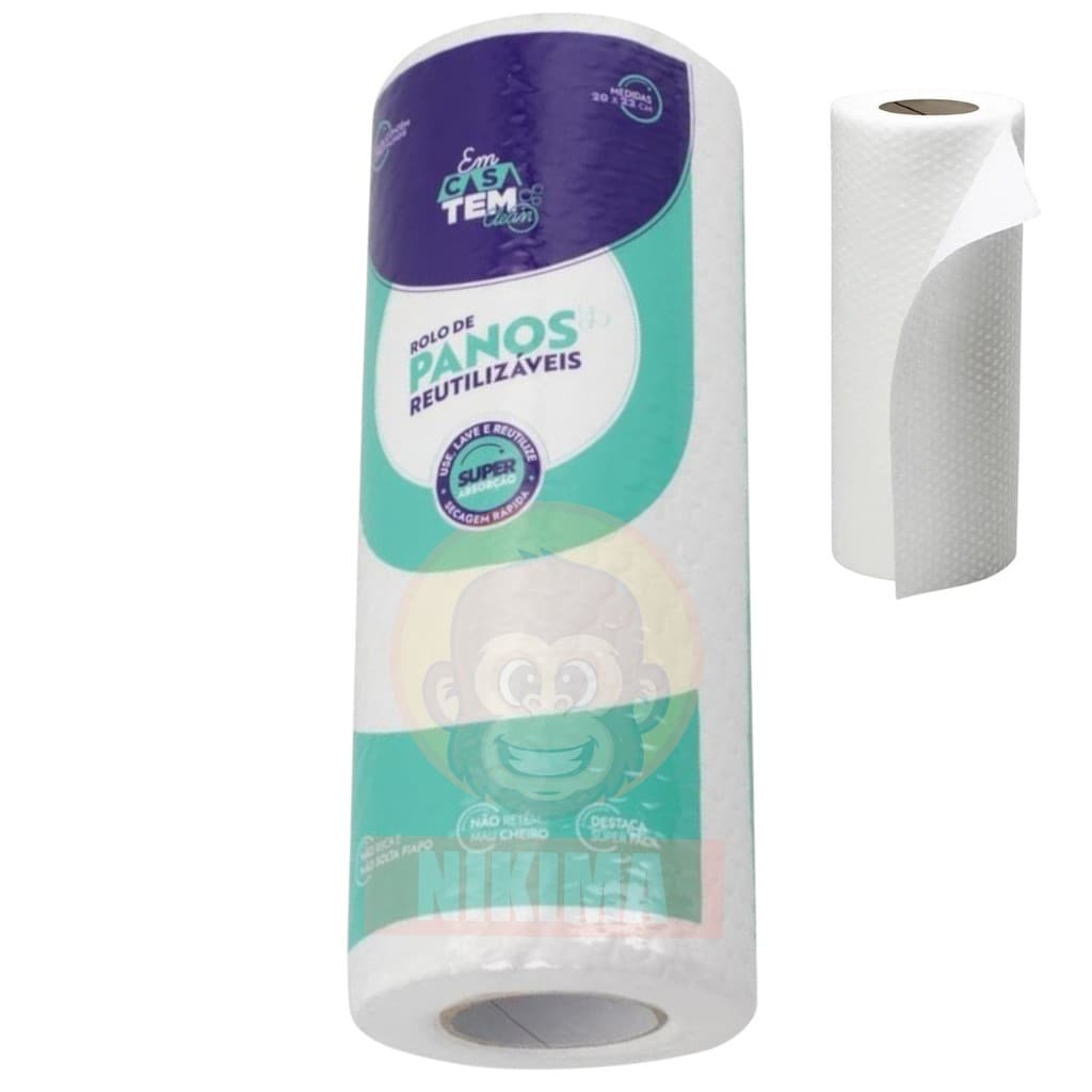 Pano de Limpeza Reutilizável Multiuso Rolo 50 unidades Alta Absorção Casa Cozinha Banheiro